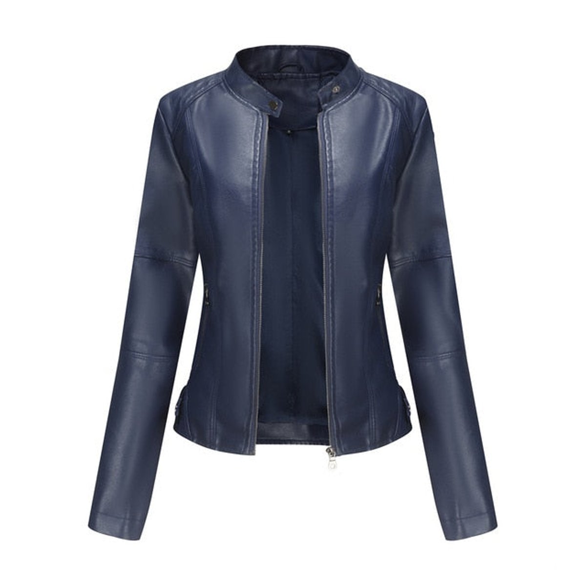 Katharina Cropped Tailored Faux Leather Biker Jacket