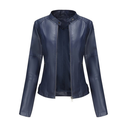 Katharina Cropped Tailored Faux Leather Biker Jacket