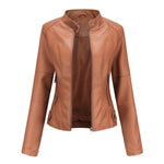 Katharina Cropped Tailored Faux Leather Biker Jacket