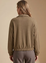 Leonie Short Waffle-Knit Stand Collar Snap-Front Jacket