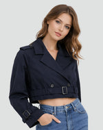Amelie Cropped Double-Breasted Belted Trench Coat