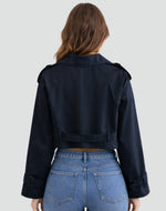 Amelie Cropped Double-Breasted Belted Trench Coat