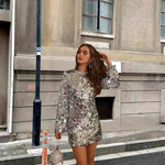 Nora Sequin Trumpet Sleeve Cocktail Dress