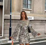 Nora Sequin Trumpet Sleeve Cocktail Dress