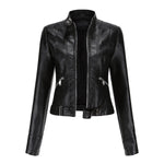 Hannah Cropped Faux Leather Biker Jacket