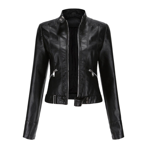 Hannah Cropped Faux Leather Biker Jacket