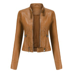 Hannah Cropped Faux Leather Biker Jacket