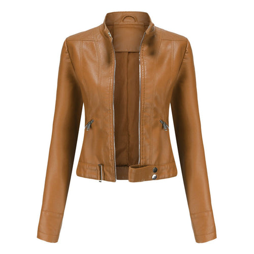 Hannah Cropped Faux Leather Biker Jacket