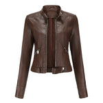 Hannah Cropped Faux Leather Biker Jacket