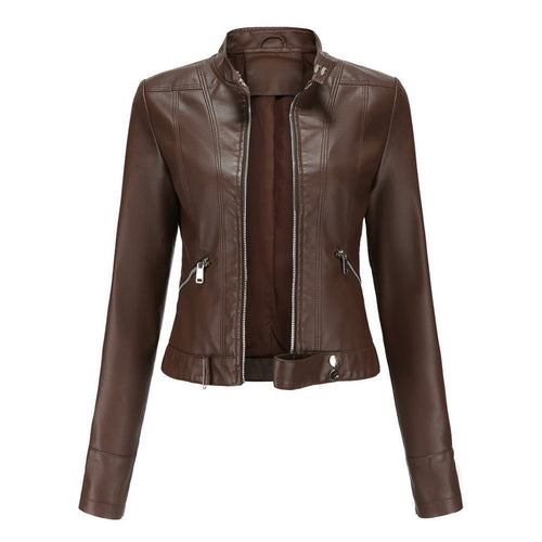 Hannah Cropped Faux Leather Biker Jacket