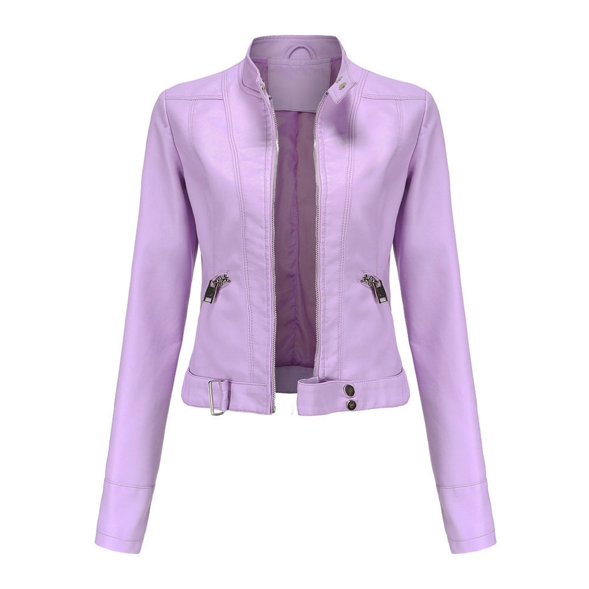 Hannah Cropped Faux Leather Biker Jacket