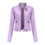 Hannah Cropped Faux Leather Biker Jacket