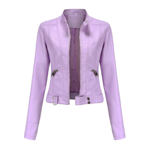 Hannah Cropped Faux Leather Biker Jacket