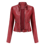 Hannah Cropped Faux Leather Biker Jacket