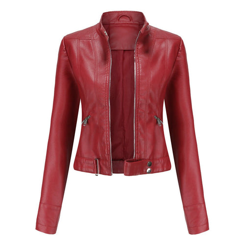 Hannah Cropped Faux Leather Biker Jacket