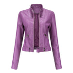 Hannah Cropped Faux Leather Biker Jacket