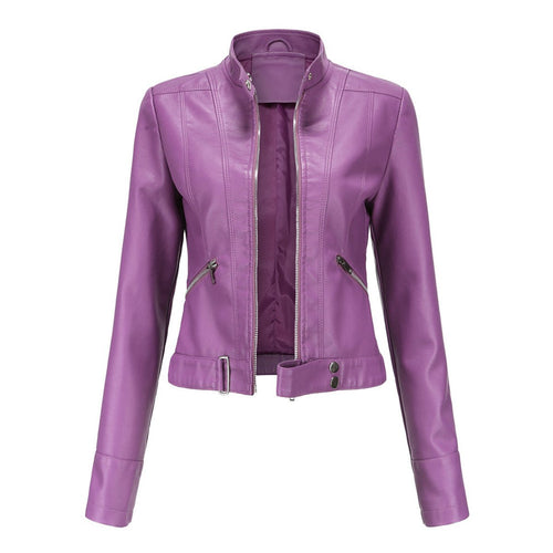 Hannah Cropped Faux Leather Biker Jacket