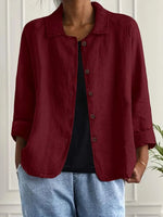 Lena Relaxed Fit Collared Button-Front Blazer