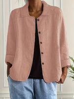 Lena Relaxed Fit Collared Button-Front Blazer