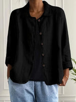 Lena Relaxed Fit Collared Button-Front Blazer