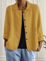 Lena Relaxed Fit Collared Button-Front Blazer