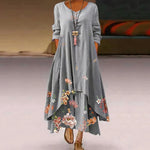 Katharina Long-Sleeve Floral Print Maxi Dress