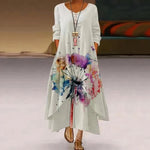 Katharina Long-Sleeve Floral Print Maxi Dress