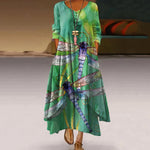 Katharina Long-Sleeve Floral Print Maxi Dress