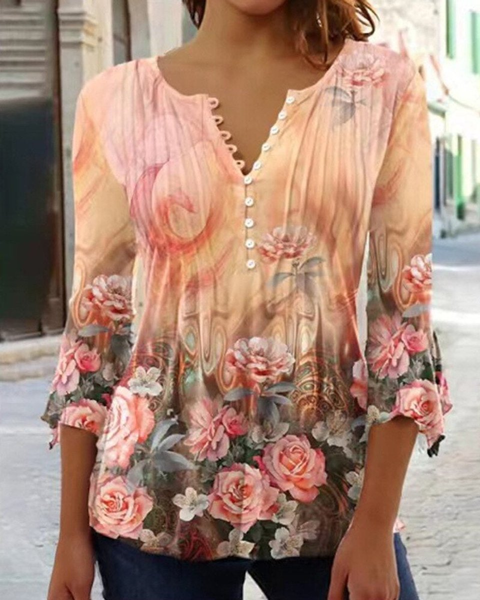 Charlotte Floral Henley Blouse