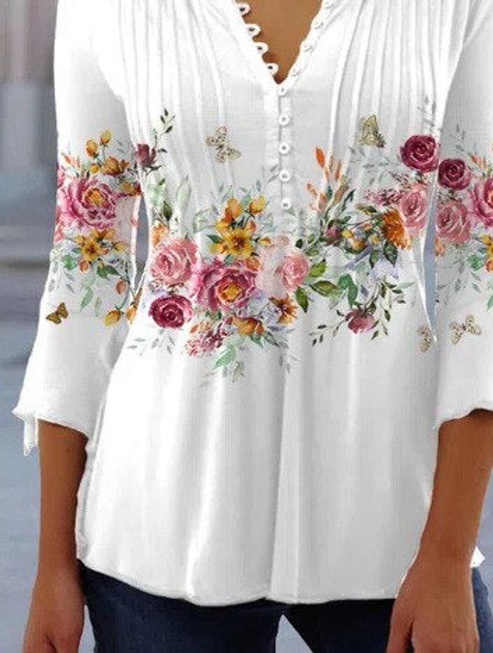 Charlotte Floral Henley Blouse