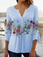 Charlotte Floral Henley Blouse