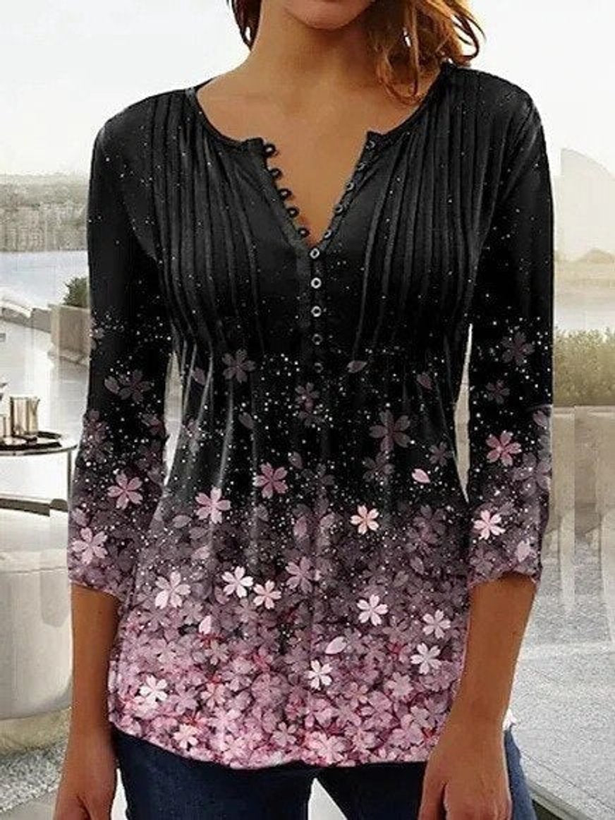 Charlotte Floral Henley Blouse