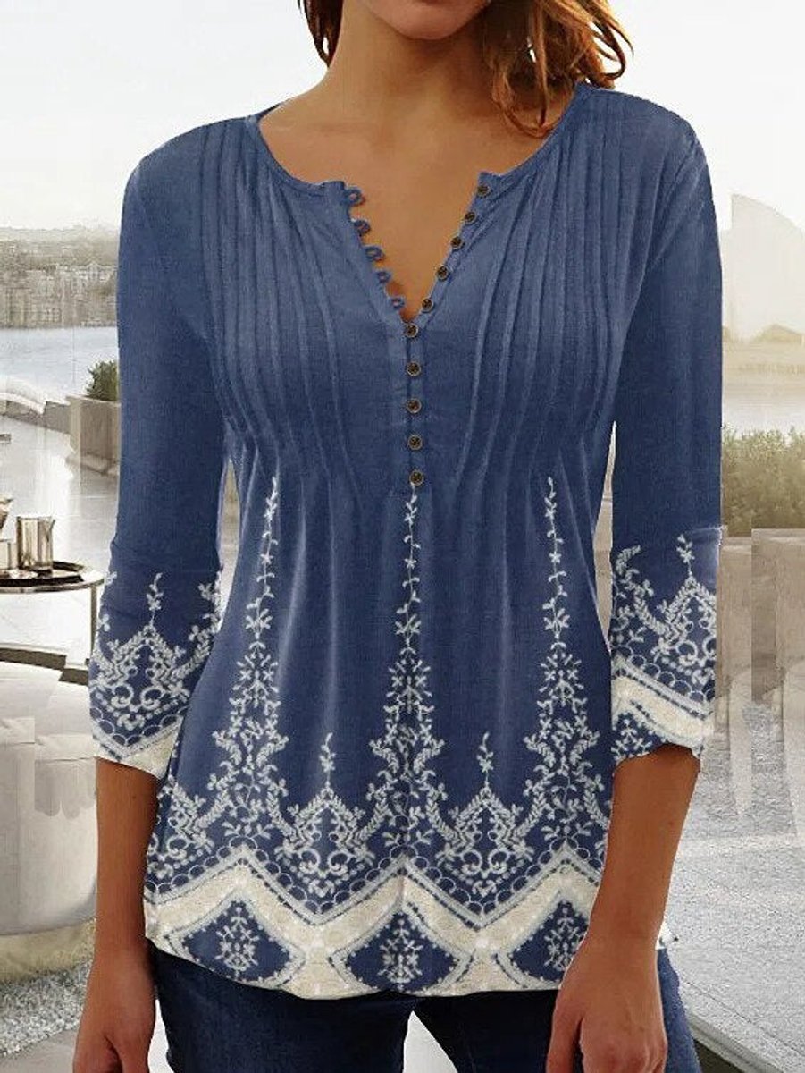 Charlotte Floral Henley Blouse