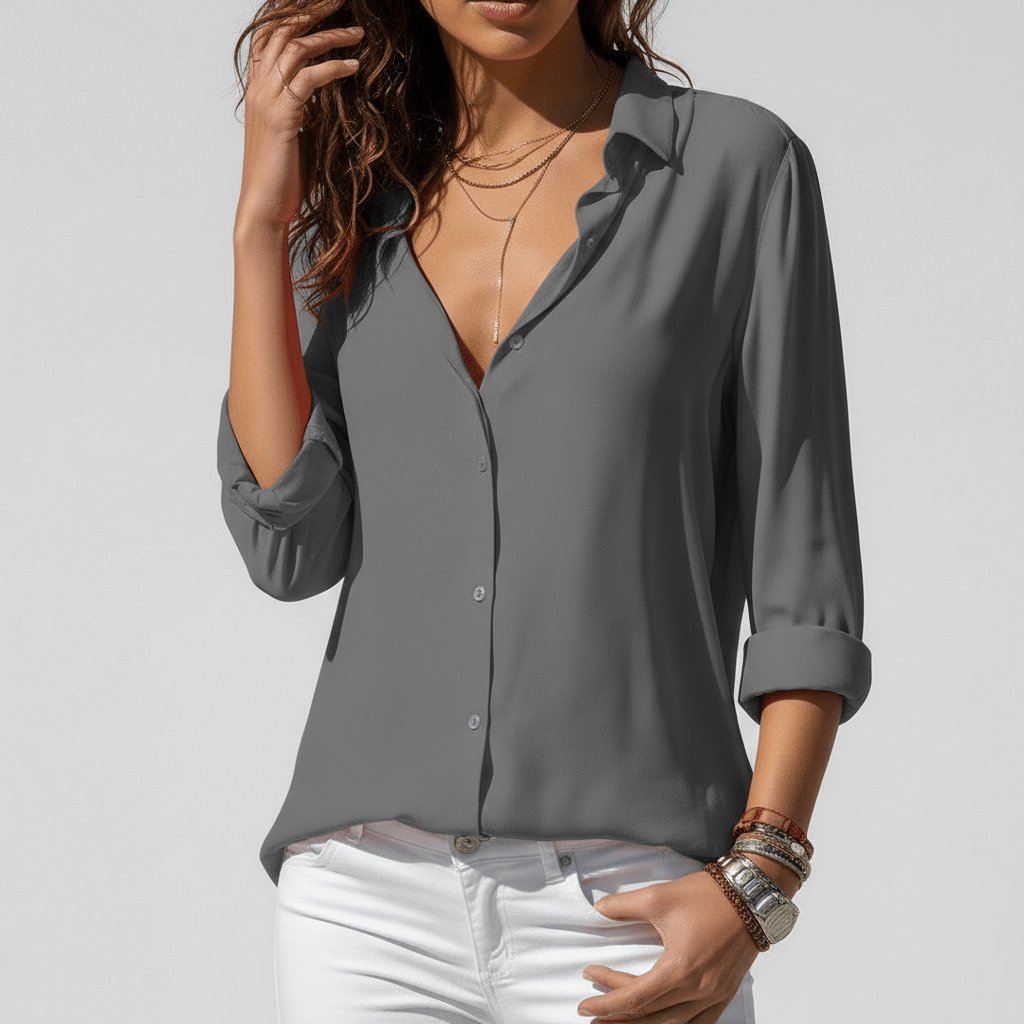 Sophie Long Sleeve Collared Button-Front Blouse