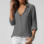 Sophie Long Sleeve Collared Button-Front Blouse