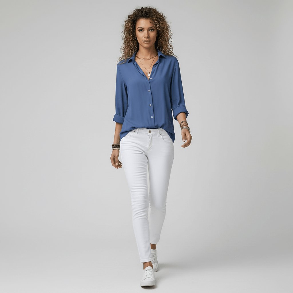 Sophie Long Sleeve Collared Button-Front Blouse