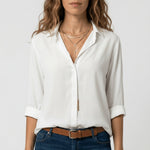 Sophie Long Sleeve Collared Button-Front Blouse