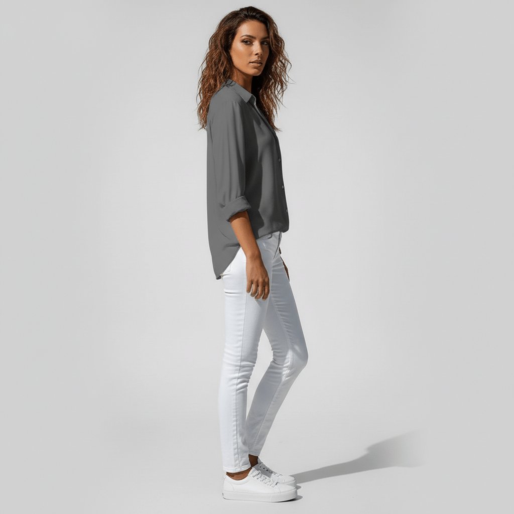 Sophie Long Sleeve Collared Button-Front Blouse