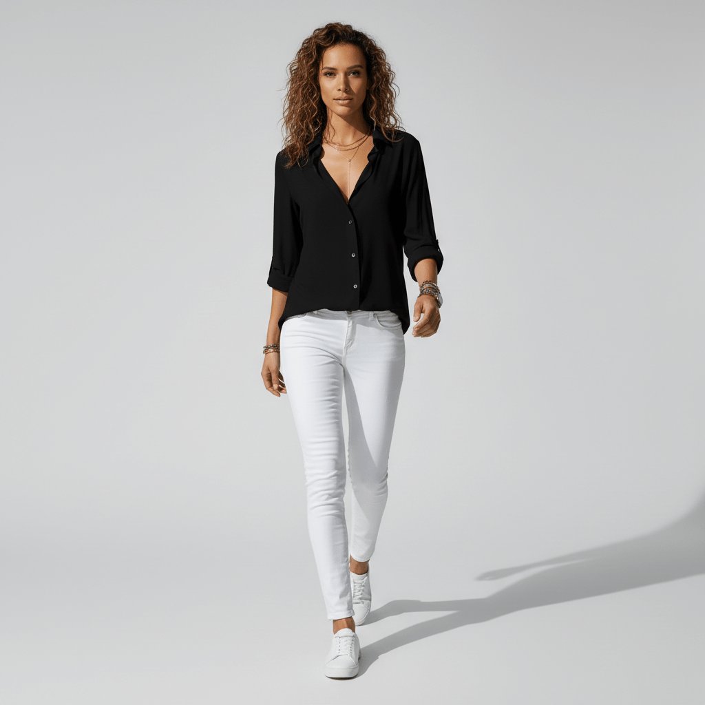 Sophie Long Sleeve Collared Button-Front Blouse