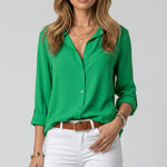 Sophie Long Sleeve Collared Button-Front Blouse