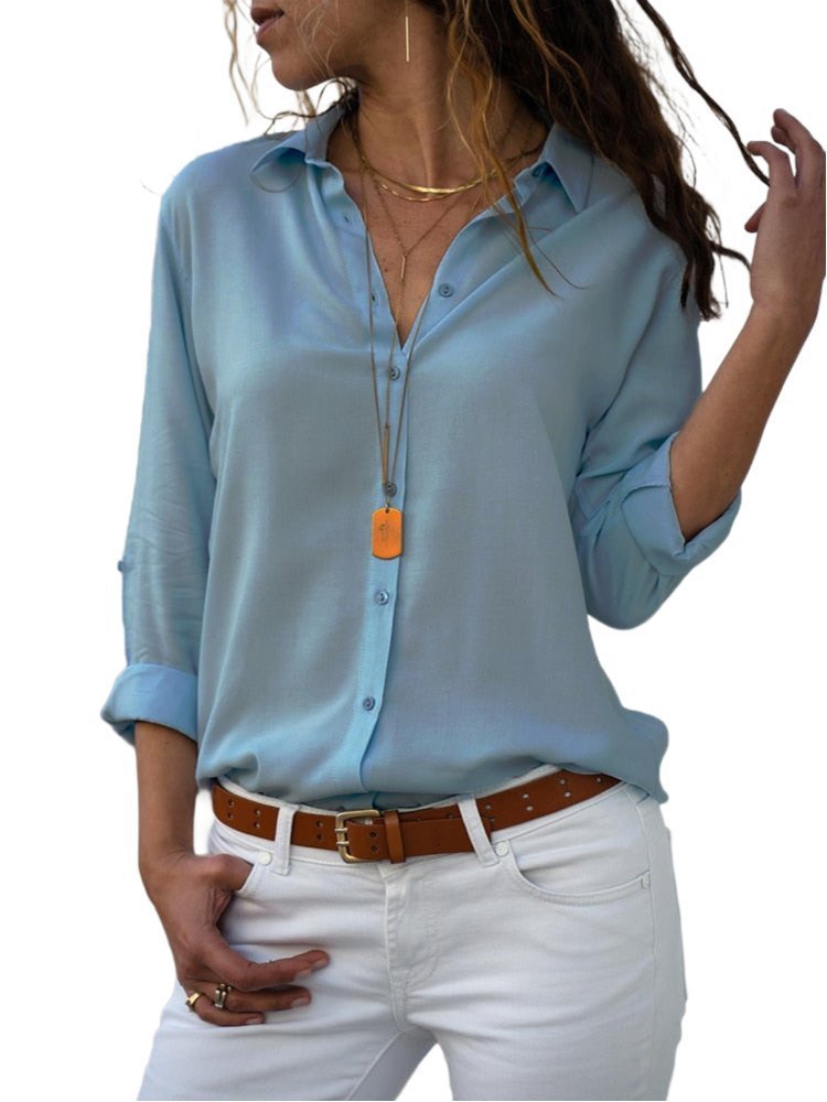 Elfriede Relaxed Fit Collared Button-Front Blouse