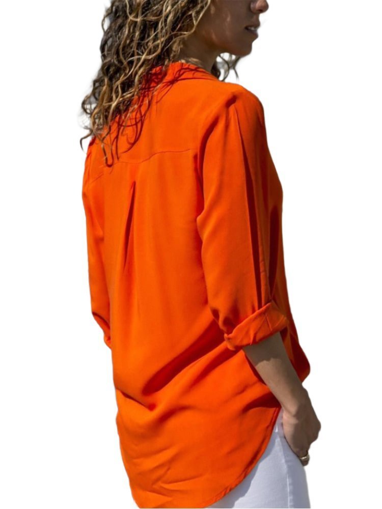 Elfriede Relaxed Fit Collared Button-Front Blouse