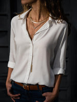 Elfriede Relaxed Fit Collared Button-Front Blouse