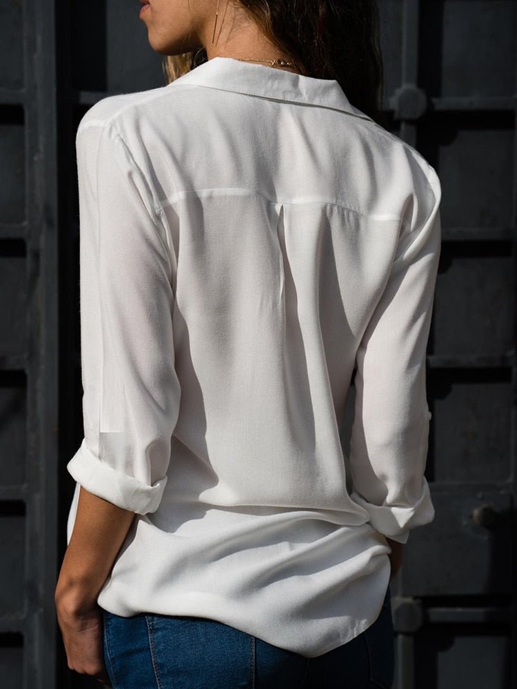 Elfriede Relaxed Fit Collared Button-Front Blouse