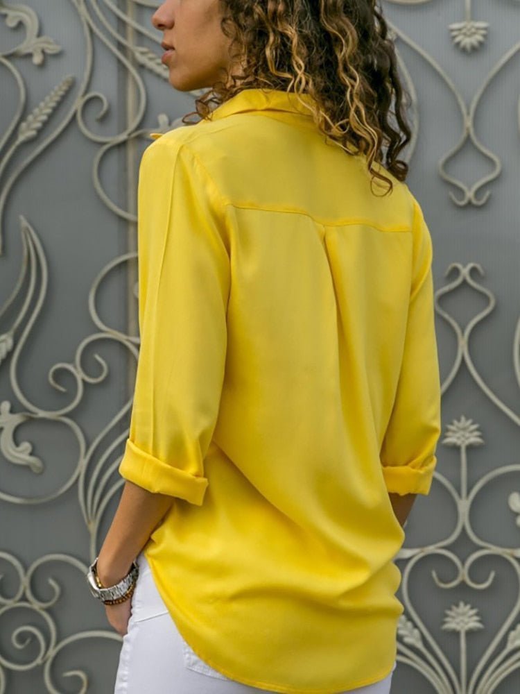 Elfriede Relaxed Fit Collared Button-Front Blouse
