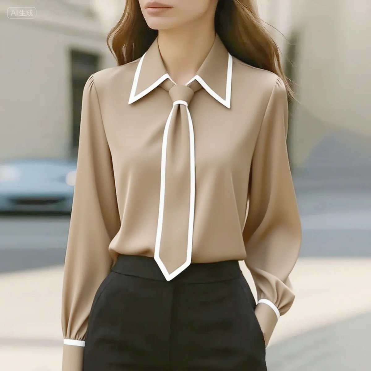 Frieda Long Sleeve Blouse with Tie Detail