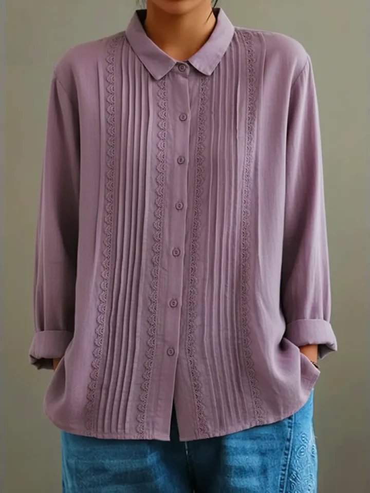Charlotte Lace Trim Pleated Front Blouse