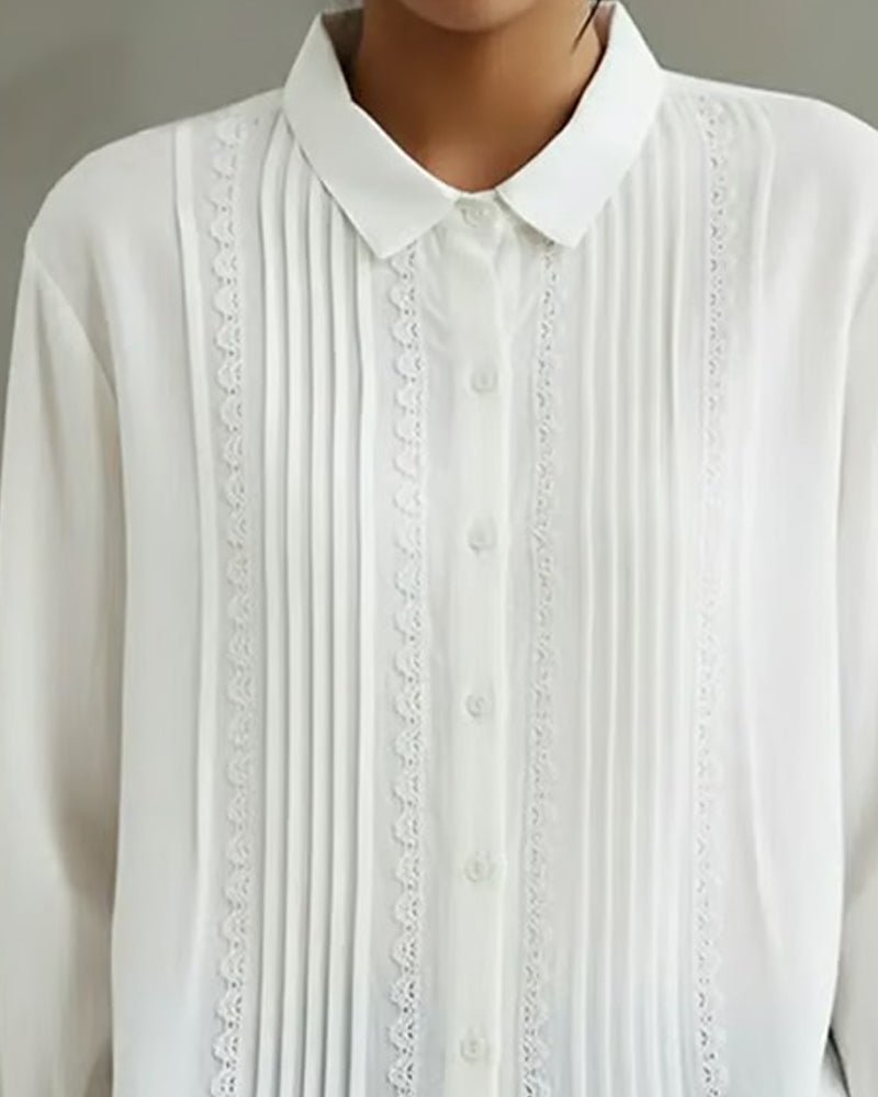 Charlotte Lace Trim Pleated Front Blouse