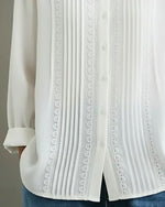 Charlotte Lace Trim Pleated Front Blouse