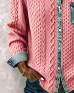 Sophie Cable Knit Denim Patchwork Blouse